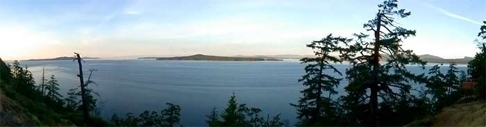 Boundary Pass, Stuart Island, Haro Straight, Moresby Island, Portland Island
and Saltspring Island, viewed from North Pender Island.